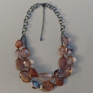 Elegant Pink and Brown Beaded Necklace